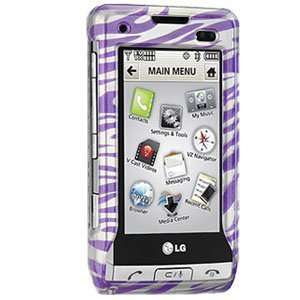  Plastic Protector Case (Purple/Silver Zebra) for LG Dare 