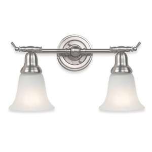   Two Light Vanity Brushed Steel with Alabaster Globes: Home Improvement