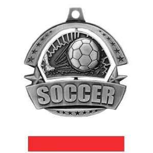   Soccer Medals M 720S SILVER MEDAL/RED RIBBON 2.25: Sports & Outdoors