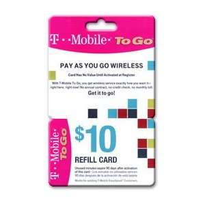  $10.00 T Mobile To Go Prepaid Wireless Refill Cards 