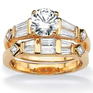 PalmBeach Jewelry 18k Gold over Sterling Silver DiamonUltra™ Cubic 