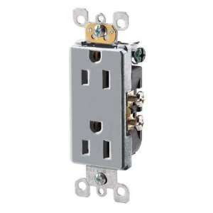  LEVITON 5325 GY Recep.,Decora Duplex,5 15R,125V,Resi.,GY 