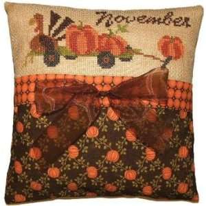  Novembers Bounty Pillow   Cross Stitch Kit: Arts, Crafts 