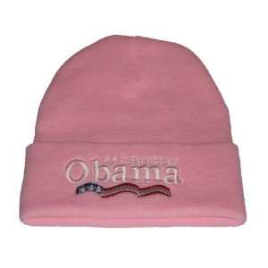  Barack Obama Beanie   Pink Knit Winter Cap 44th President Obama 