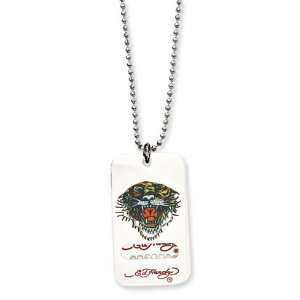    Ed Hardy Painted Roaring Tiger Dog Tag/Mixed Metal: Jewelry