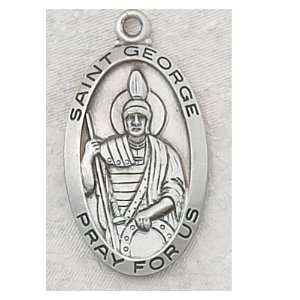  Saint George Pendant Sterling Silver w/ 24 Chain Gift 