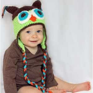   baby owl hat in green brown   fits 1 3 year old: Everything Else