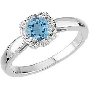   Aquamarine Round Cut of Deep Blue Color on SALE(7.5,18kt White Gold