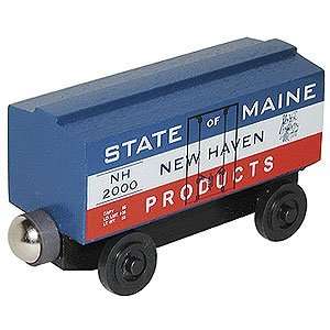   State of Maine Box Car Wooden Train Car   100225 Boxcar: Toys & Games