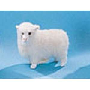  3.5 White Sheep Furry Animal Figurine: Toys & Games