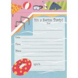  Its A Swim Party! Invitations (8 cards and envelopes 