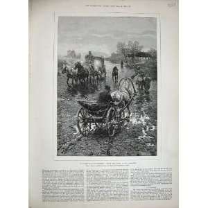  1888 Poland Road Flood Horse Cart Country Trees Art: Home 
