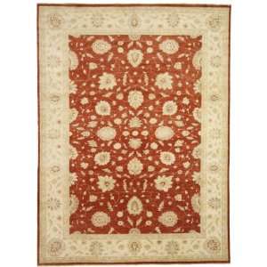  100 x 137 Red Hand Knotted Wool Ziegler Rug: Furniture 