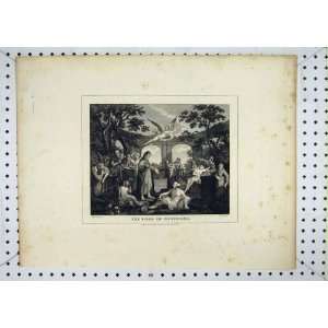  1807 Antique Print Scene Pool Bathesda Hogarth Cook: Home 