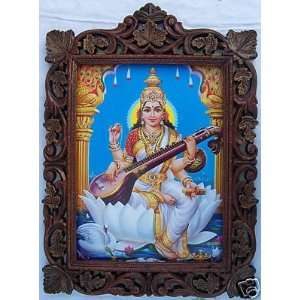  Elegant Poster of Maa Saraswati in Wood Frame Everything 