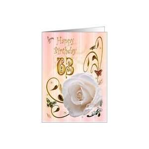  White rose with dewdrops 63 years Birthday card Card: Toys 