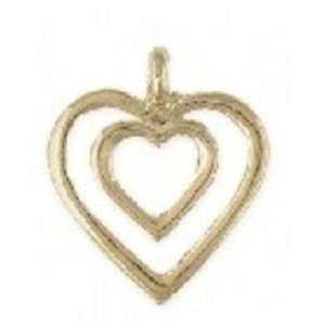 Double Hearts 24k Gold PLated Pendant: Jewelry