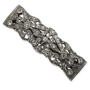   1928 Boutique Silver tone Antiqued Crystal Barrette: 1928 Jewelry