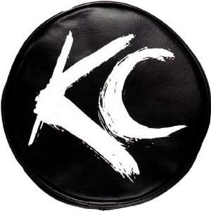 KC HiLites KCH 5117 Light Cover Pair Blk with Wht Brushed KC Logo 6 in 