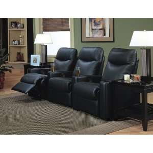  All new item Black leather match 3 recliner theater 