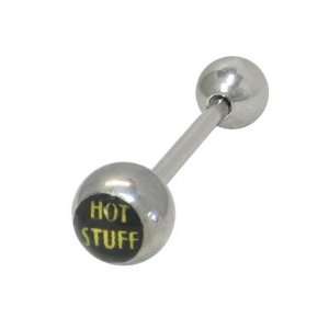   Tongue Ring Surgical Steel with words Hot Stuff  SL21 856: Jewelry