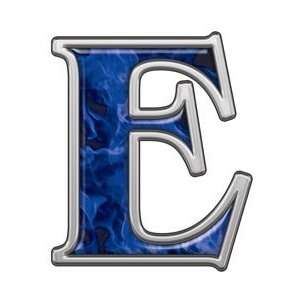  Reflective Letter E with Inferno Blue Flames   8 h   REFLECTIVE 