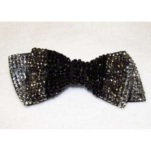 Crystal Bow Tie Hair Clip with Clear, Black Diamond, & Jet Crystals