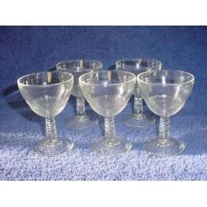    Set of 5 Vintage Manhattan Look alike Wine Goblets 
