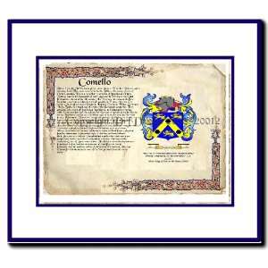  Comello Coat of Arms/ Family History Wood Framed