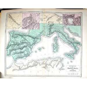   Philip Antique Map C1855 Spain Italy Sardinia Ticinus