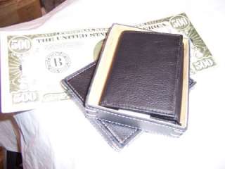 NIB Amity EsquireTrifold Leather Wallet,Blk,Boxed  
