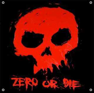 Zero Or Die BLOOD SKULL LOGO Skateboard Banner  