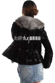 Luxury Mink Fur Jacket/Coat with Silver Fox Fur Collar  