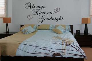 Always Kiss Me Goodnight Wall Quote Decal Vinyl Sticker Wall Art 