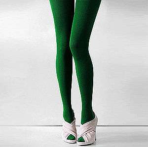 Green Elastic 80 Denier Pantyhose Tights Stockings S~L  
