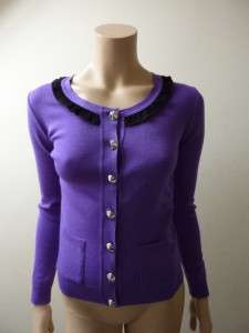 Sonia By Sonia Rykiel BNWT Soft Wool Purple Stud Cardigan 2 UK 10/12 