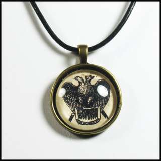 ILLUMINATI 2 HEADED EAGLE pendant necklace Freemasons  