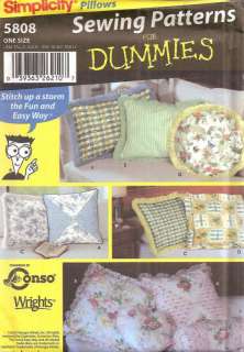 SIMPLICITY 5808 Pillows Sewing For Dummies New PATTERN  
