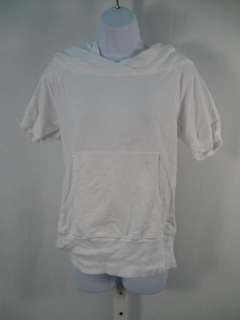 ZOOEY White Long Short Sleeve Hooded Sweatshirt Top XS  