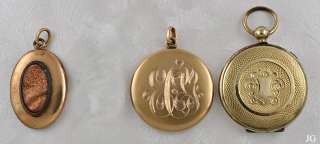Antique Oval Round Gold Filled Lockets/ Pendants  