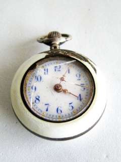 Antique French Sterling Silver Pocket Watch Enamel  
