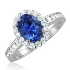 Natural Ceylon Sapphire Diamond Engagement Ring Halo Setting Platinum 