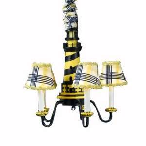  5 Arm Navy & Yellow Lighthouse Chandelier