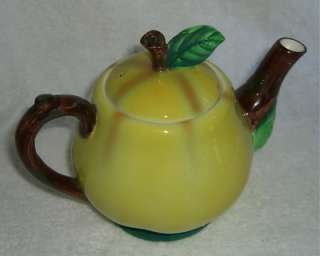 VINTAGE PY ANTHROPOMORPHIC MIYAO YELLOW APPLE PEAR TEAPOT SMILE MIJ 