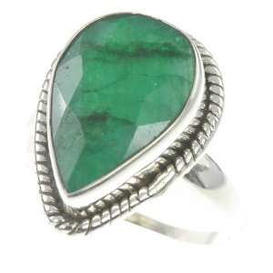   : 925 Sterling Silver Created EMERALD Ring, Size 8.25, 6.47g: Jewelry