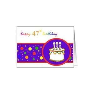  47th Happy Birthday Cake rainbow design Card: Toys & Games