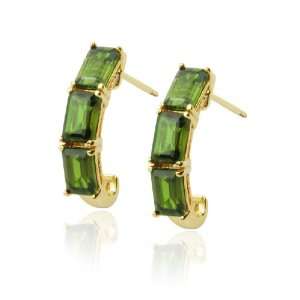  Yellow Gold Plated Sterling Silver Peridot Earrings 