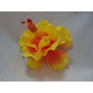  Yellow and Orange Hibiscus Hair Flower Clip: Beauty