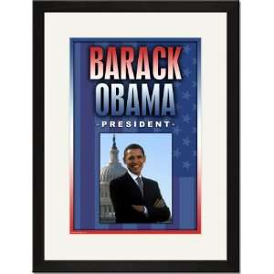  Black Framed/Matted Print 17x23, Barack Obama. President 