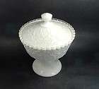 Fenton Milk Glass Spanish Lace With Silver Crest Covered Compote 
